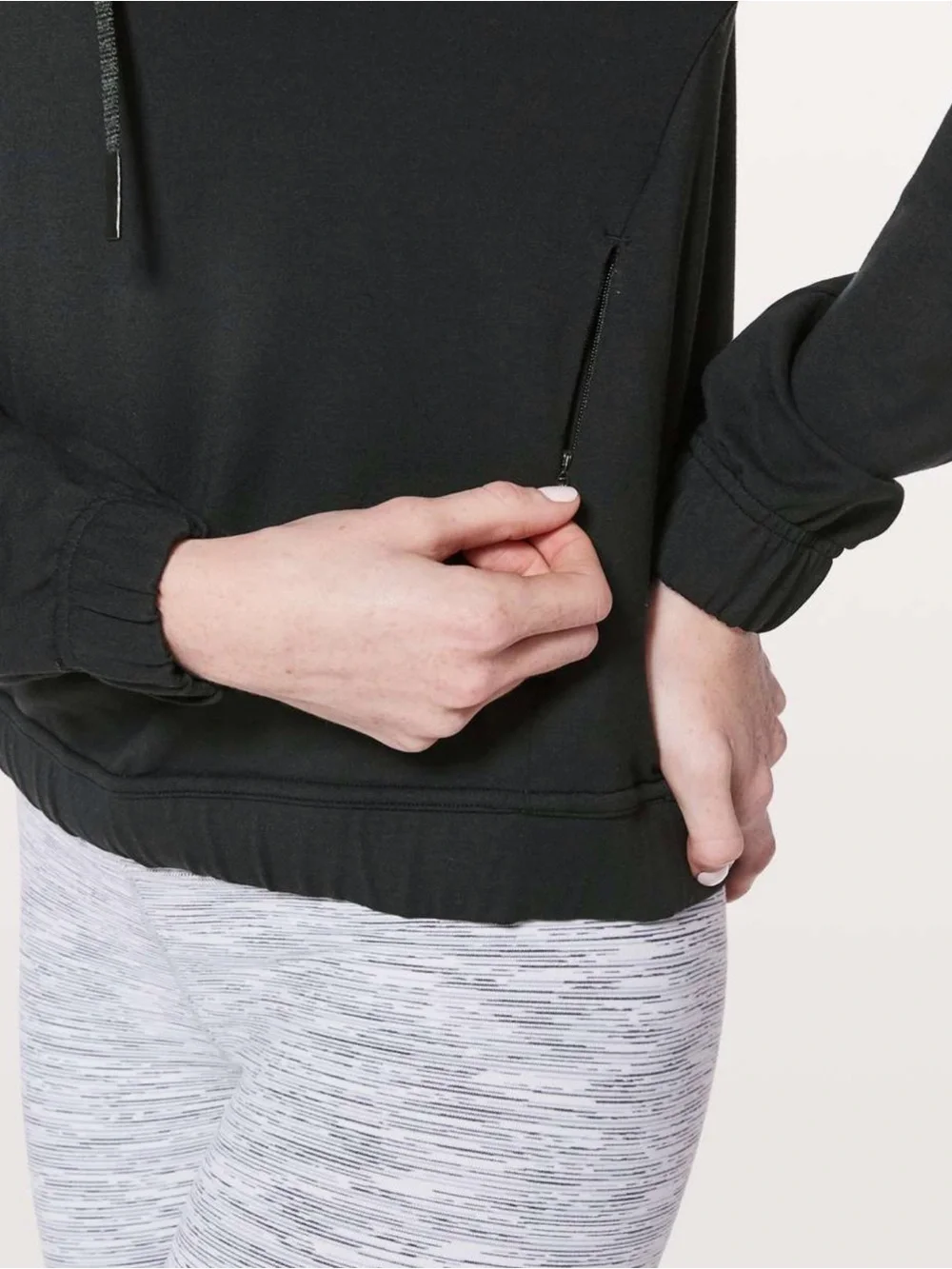 lululemon athletica Black Cropped Hoodie with Drawstrings